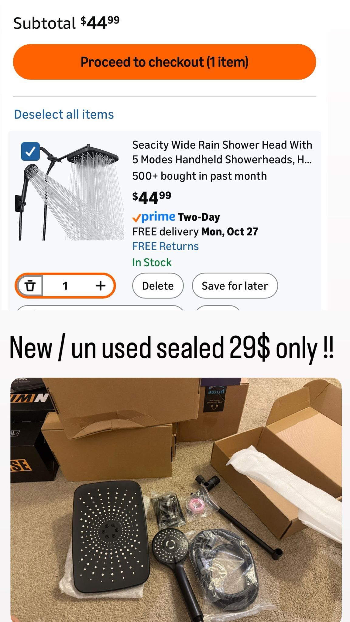 Wide Rain Shower Head with 5-Mode Handheld Combo - photo 2