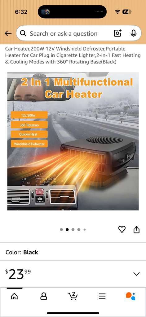 12V 200W Portable Car Heater & Windshield Defroster - photo 5