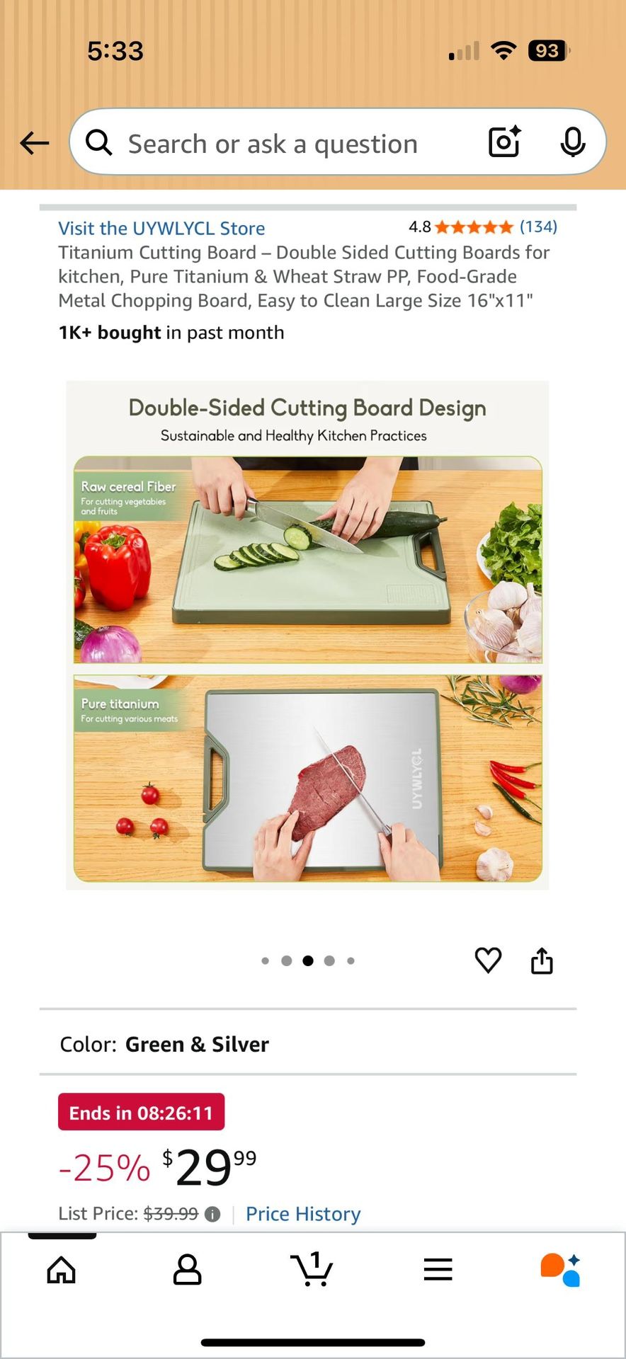 Titanium Cutting Board – Double Sided 16"x11" - photo 5