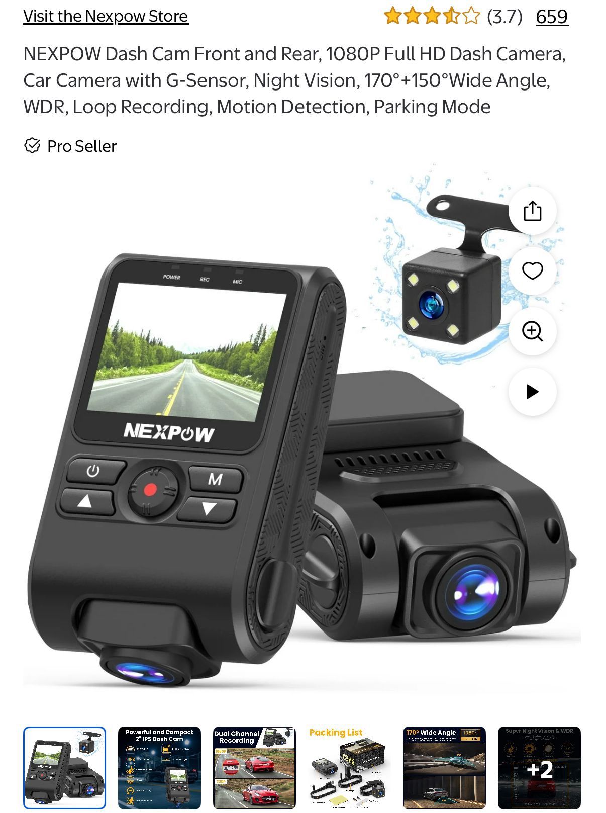 Dash Cam Front and Rear 1080P Full HD