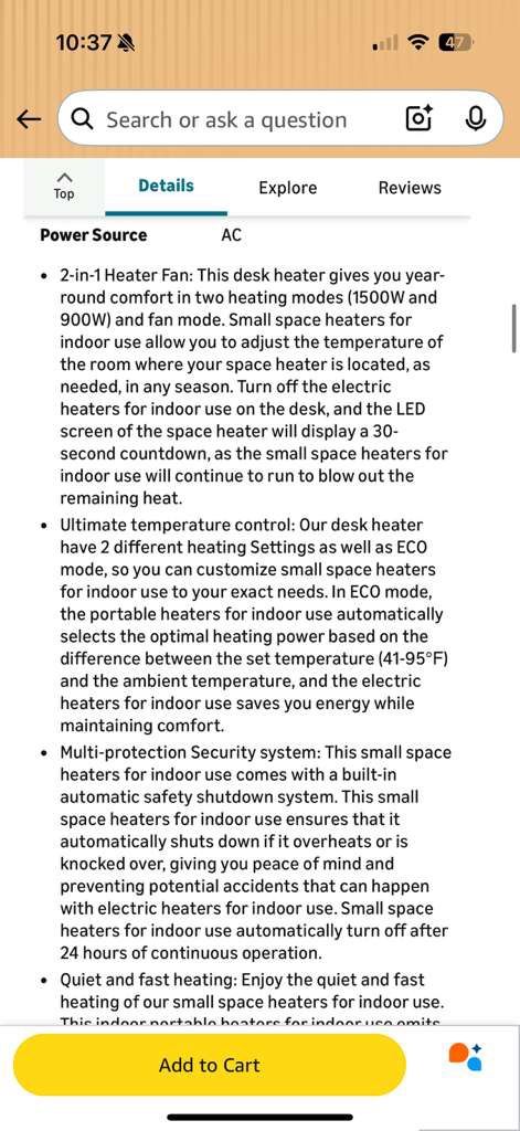 2-in-1 Space Heater and Fan, 1500W Electric Heater - photo 5
