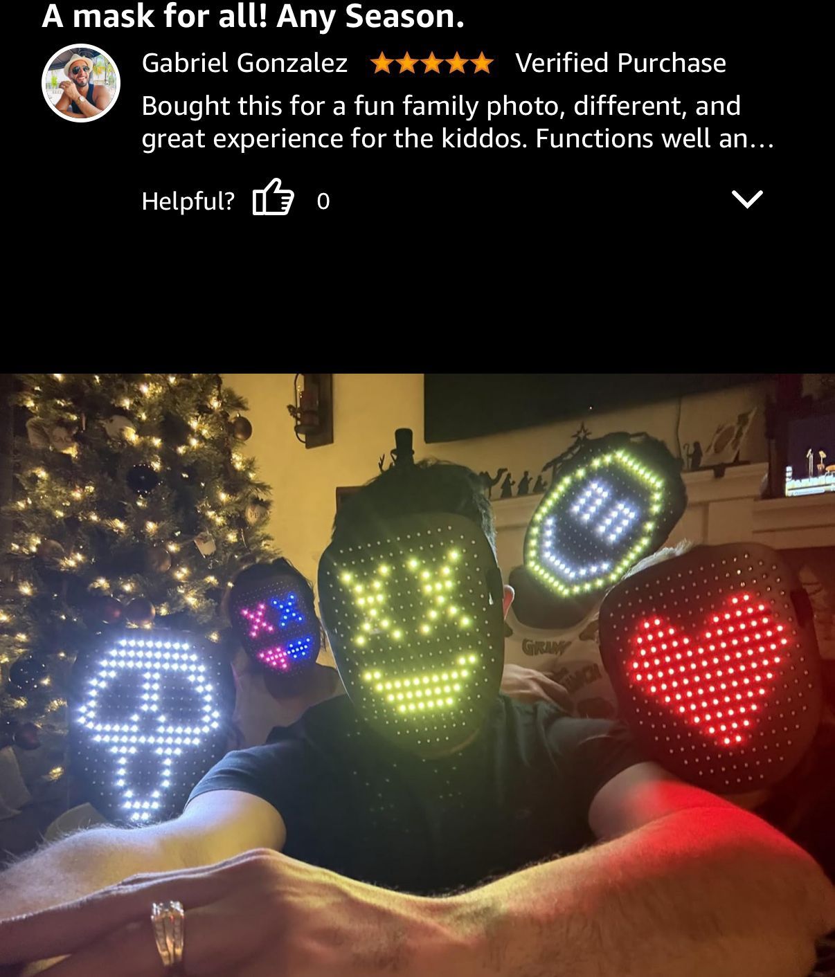 LED Mask with Gesture Sensing, 50 Pattern Display