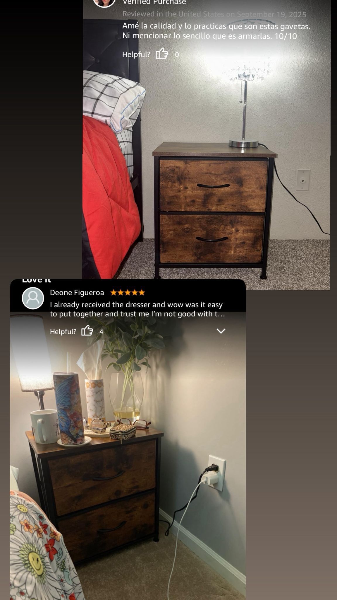 Nightstand with 2 Storage Drawers, Small Bedside End Table - photo 3