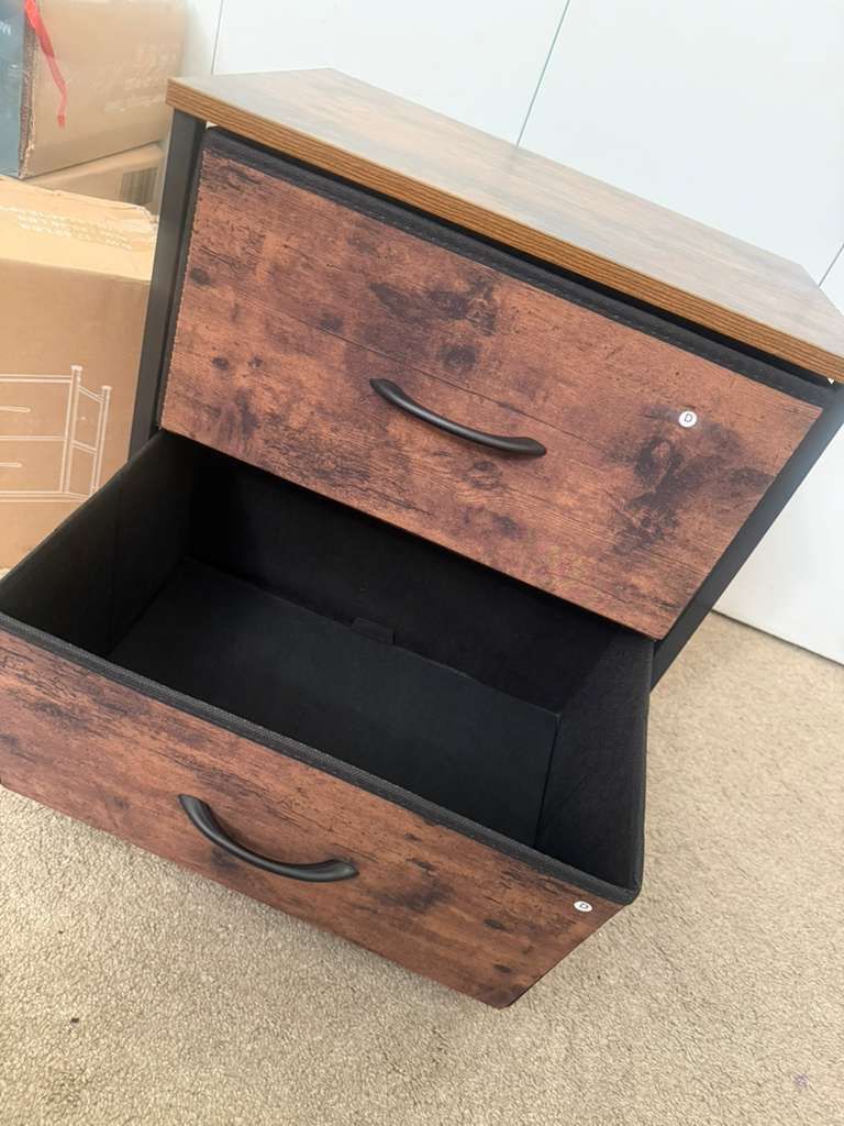 Nightstand with 2 Storage Drawers, Small Bedside End Table - photo 4
