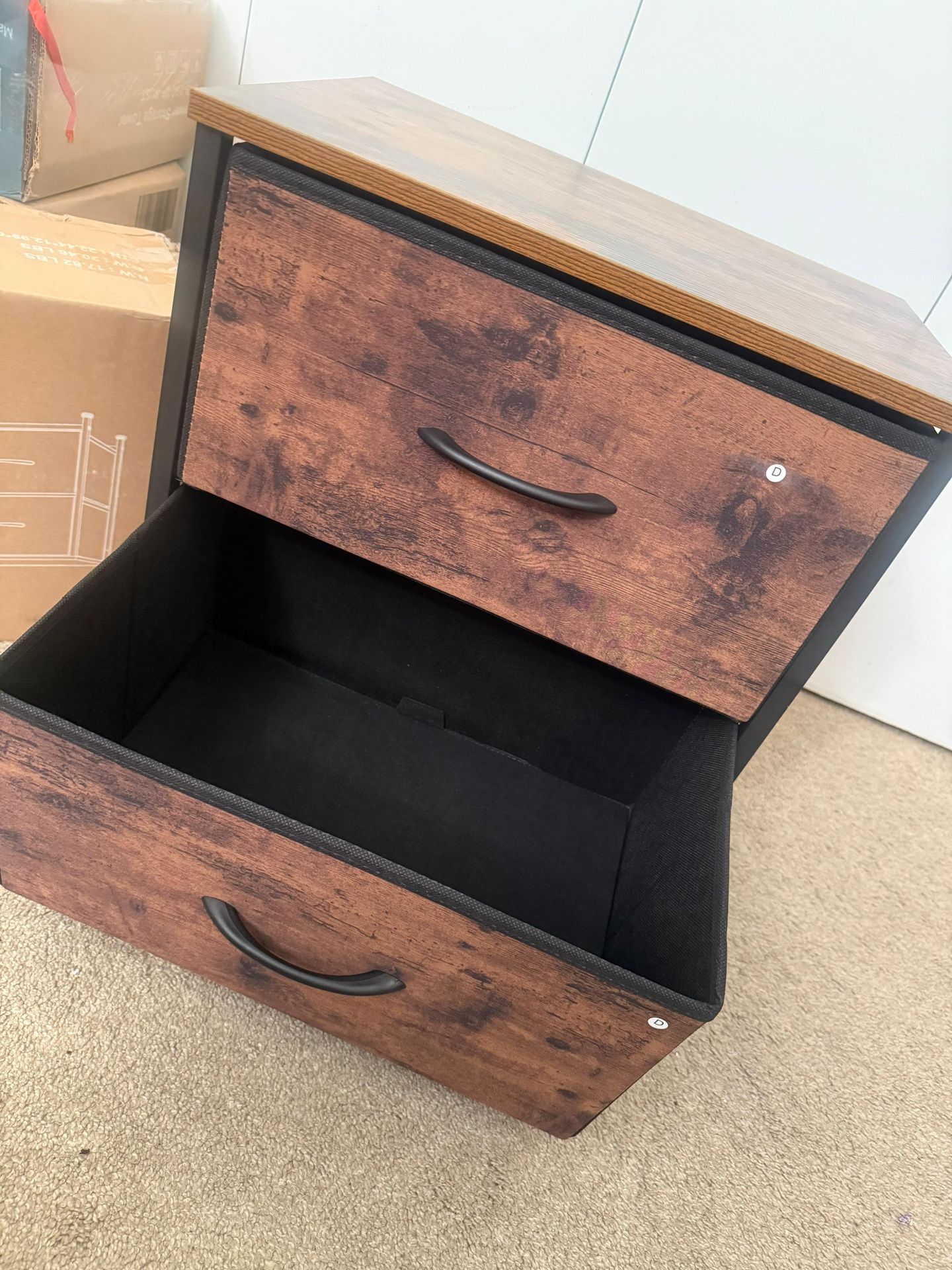 Nightstand with 2 Storage Drawers, Small Bedside End Table - photo 5