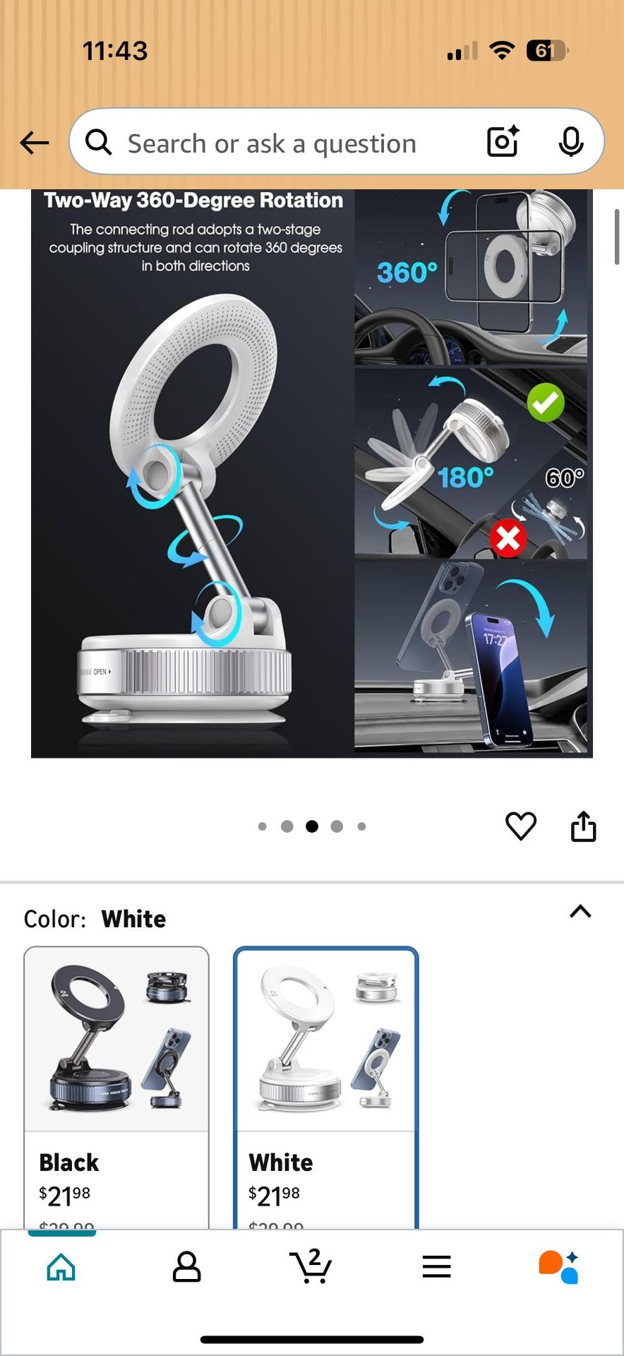Vacuum Magnetic Suction Phone Holder Foldable Mount - photo 2