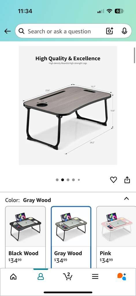 Foldable Lap Desk with Cup Holder & Tablet Slot - Gray Wood - photo 5
