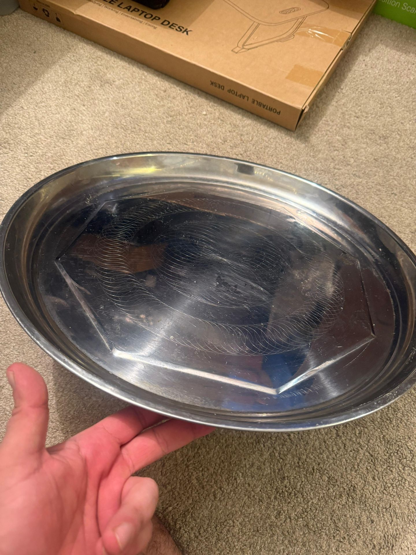 16-Inch Round Stainless Steel Swirl Pattern Serving Tray - photo 5