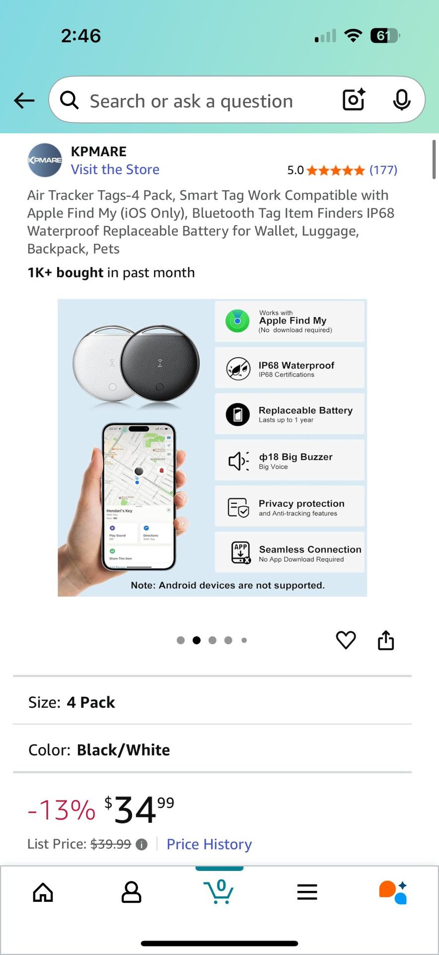 4-Pack Smart Bluetooth Item Trackers Compatible with Find My - photo 3