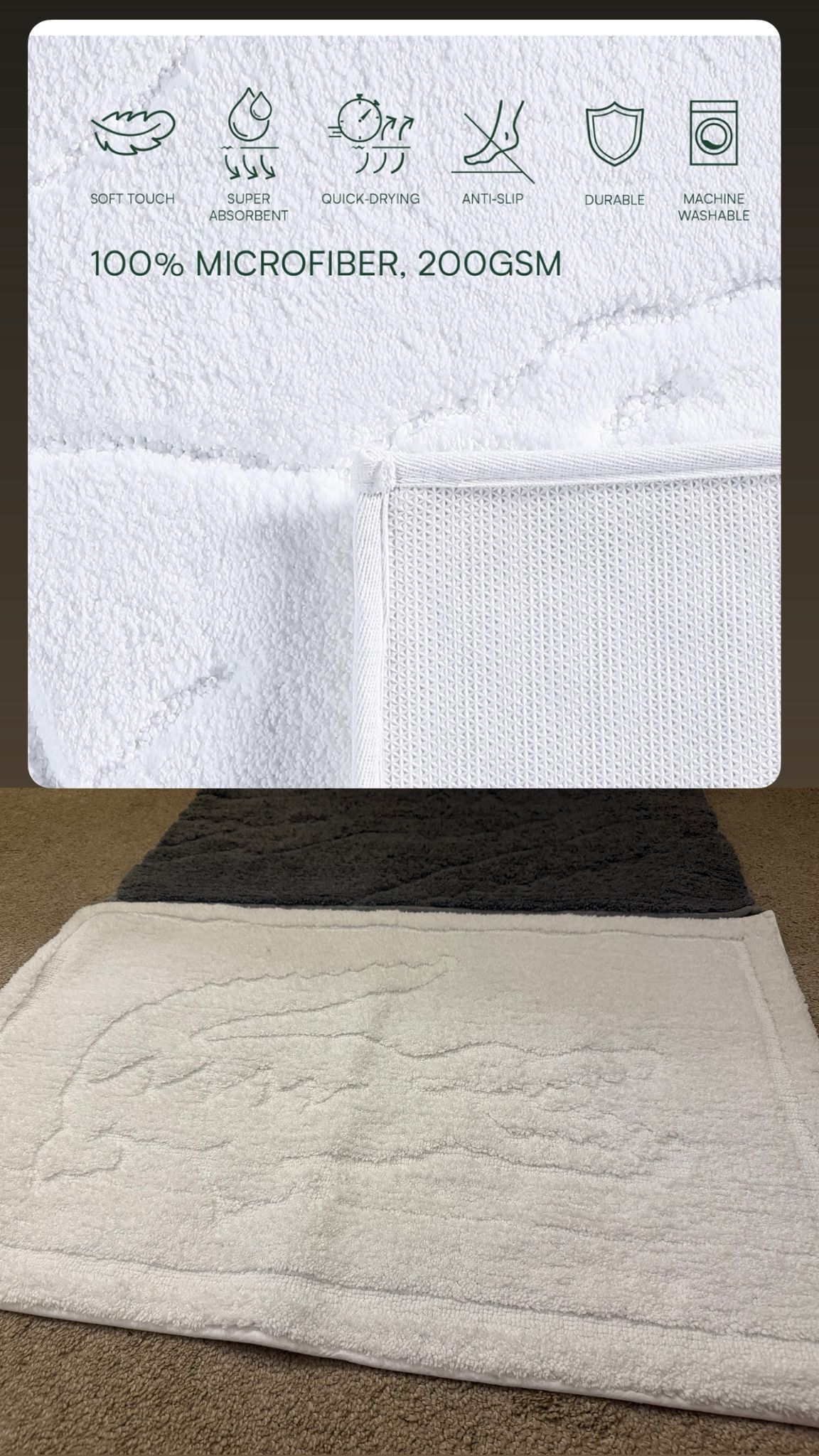 Lacoste Heritage Bath Rug - 20x32, Ultra Soft Microfiber - photo 5