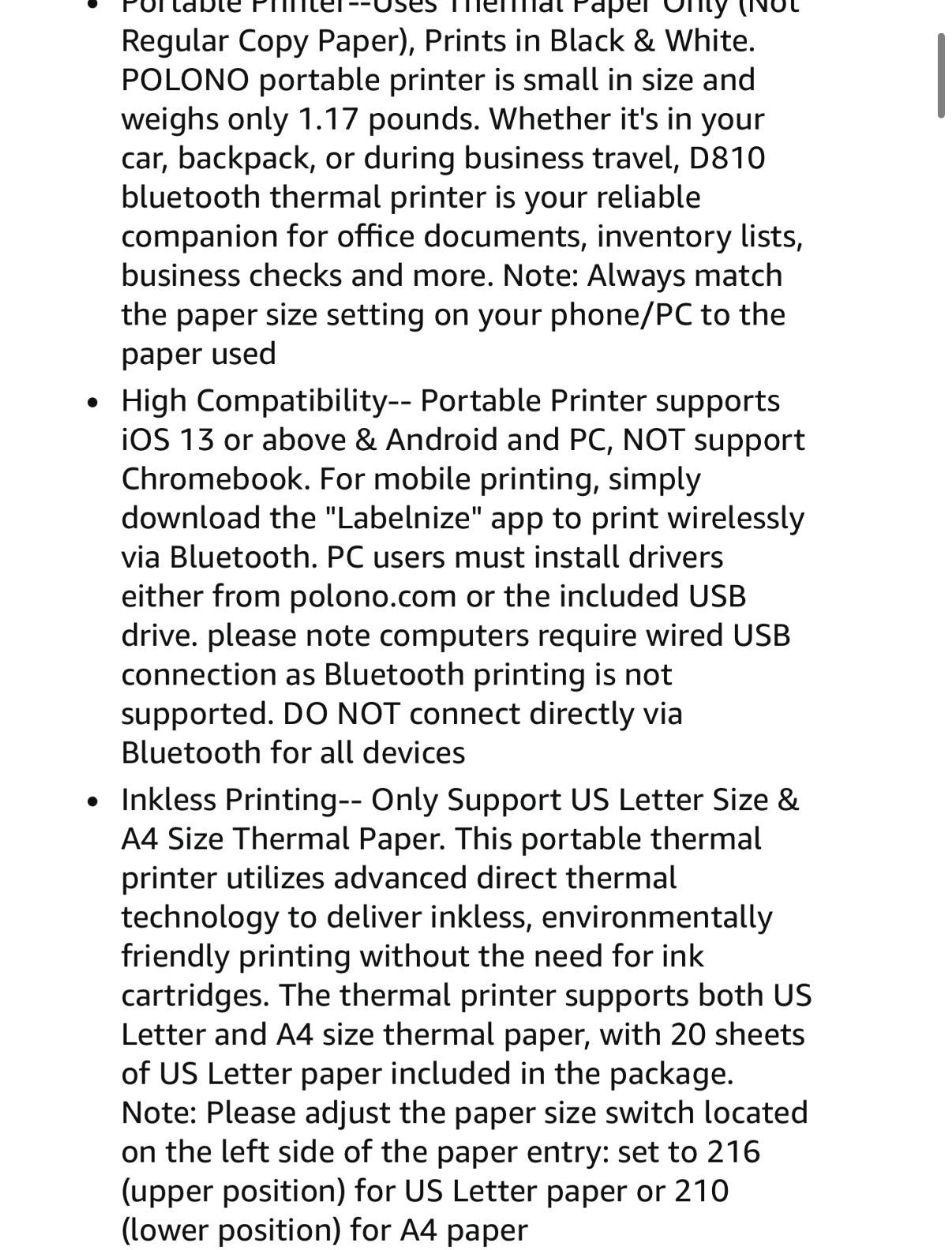 Portable Printer, D810 Inkless Bluetooth Thermal Printer - photo 3