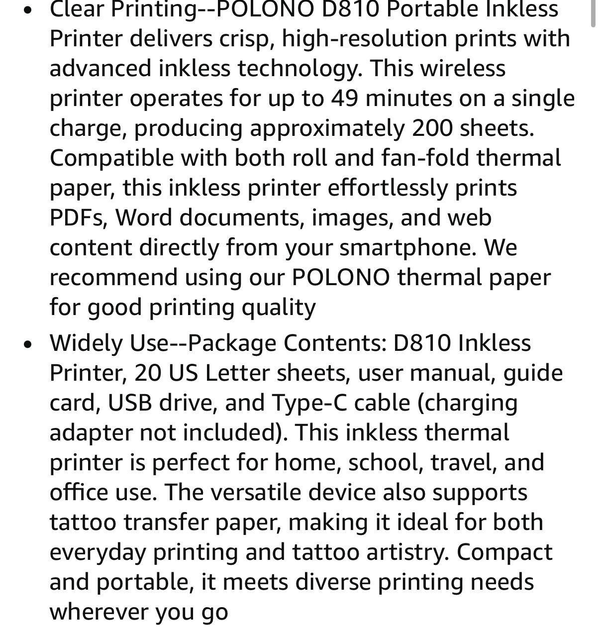 Portable Printer, D810 Inkless Bluetooth Thermal Printer - photo 4