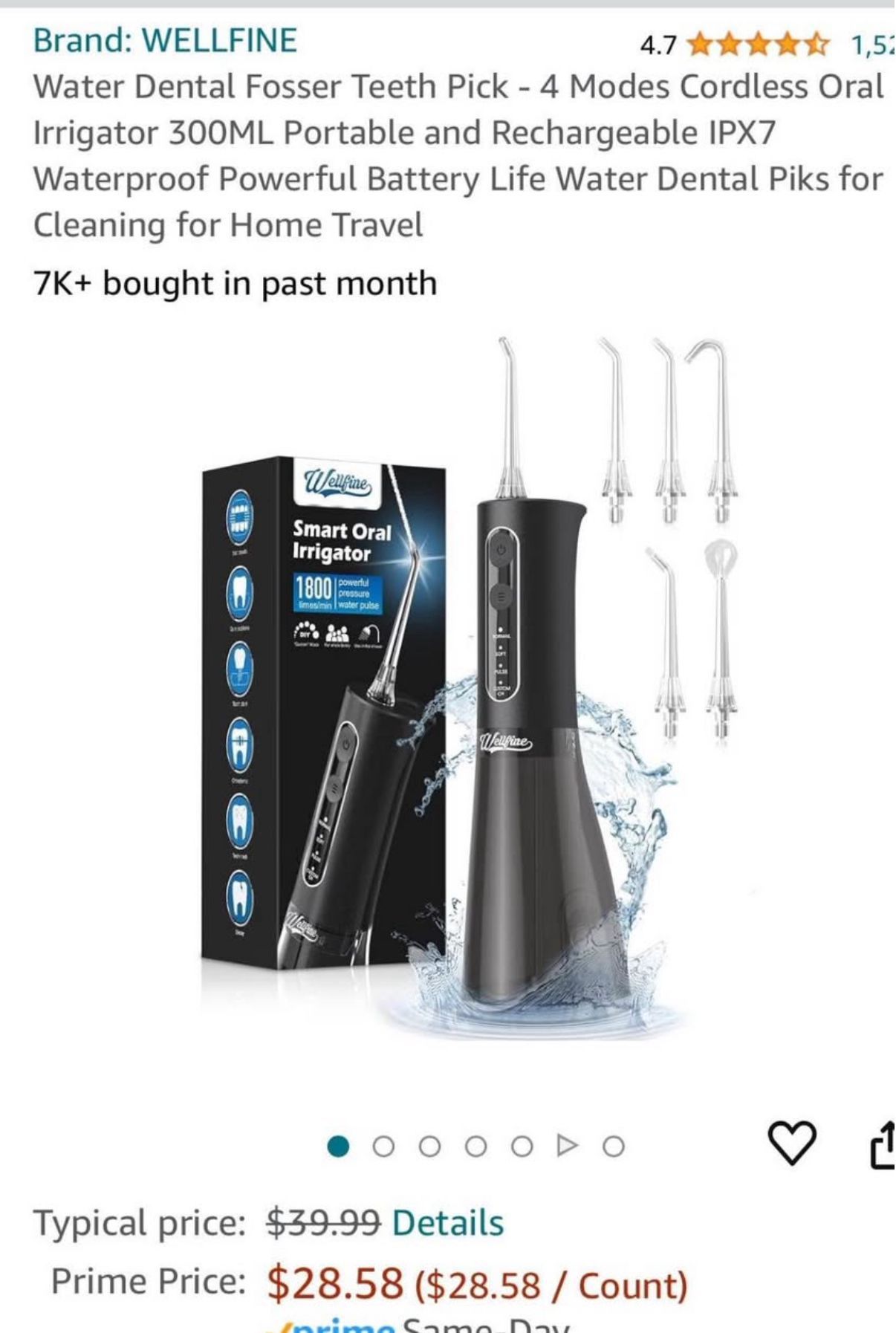 WELLFINE Portable Cordless Water Dental Flosser - photo 5