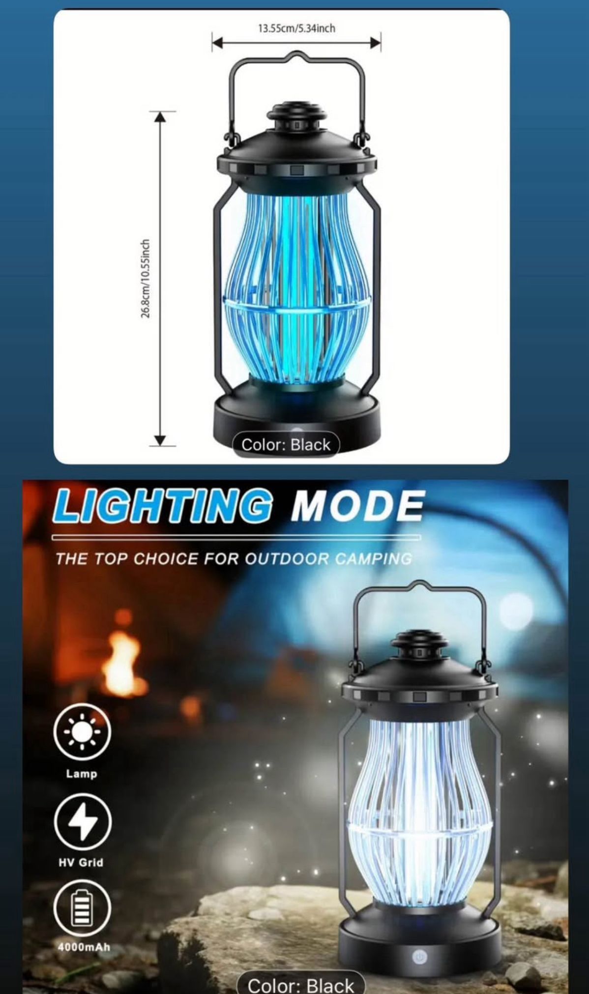 2-in-1 Bug Zapper & Night Light, USB-C Rechargeable - photo 3