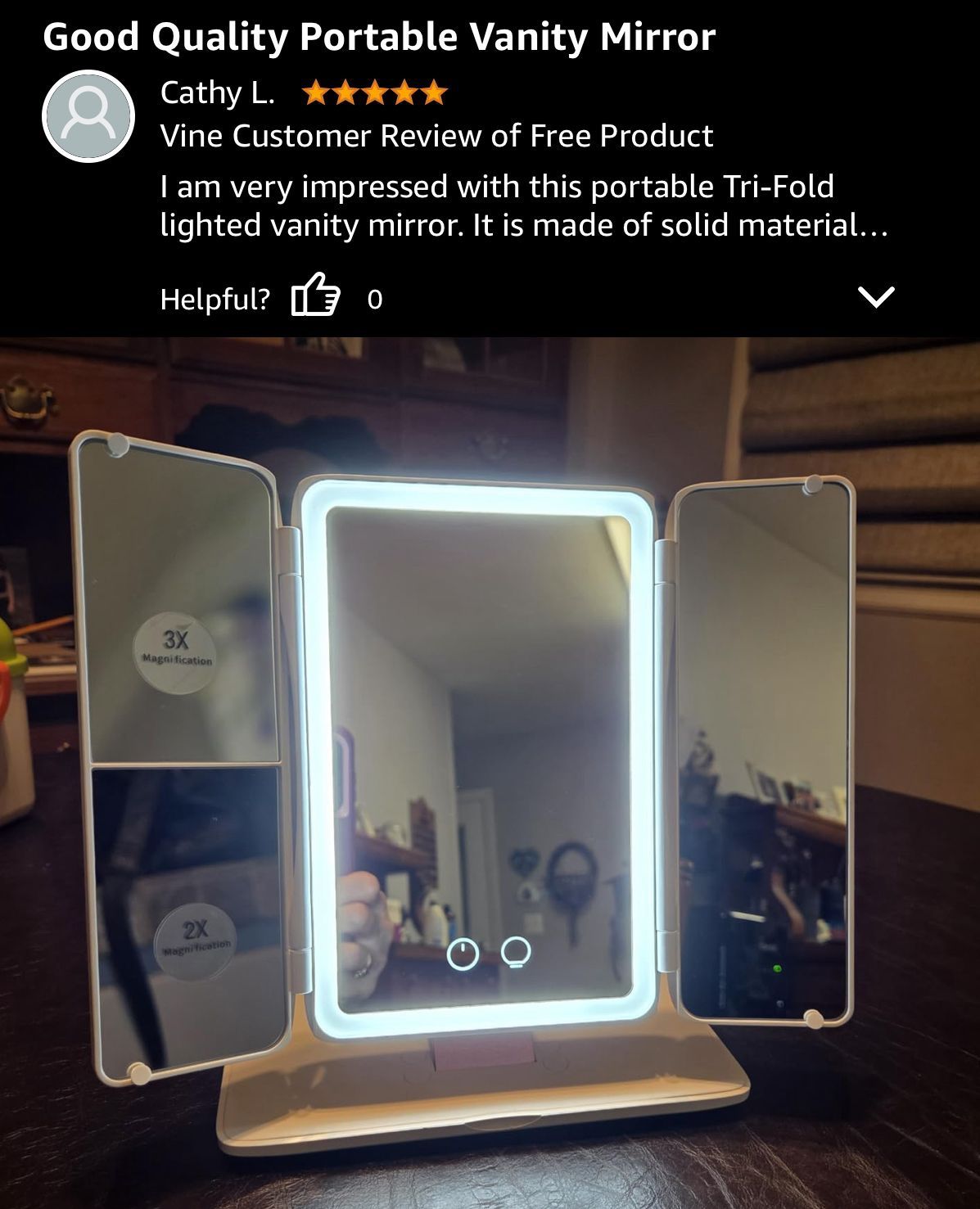 Foldable Tri-Fold Lighted Makeup Vanity Mirror with 60 LEDs