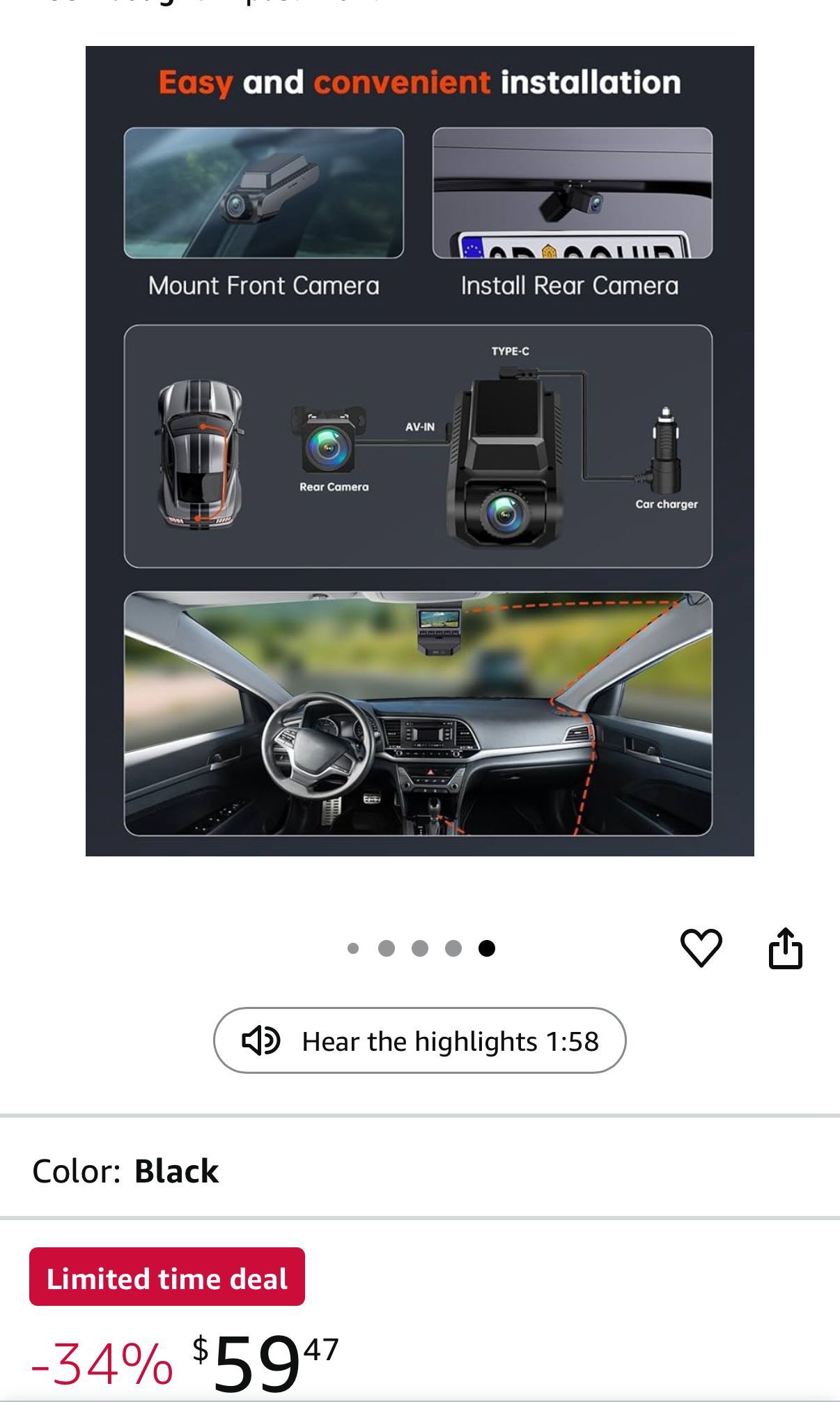 Dash Cam Front and Rear 1080P Full HD Car Camera - photo 5