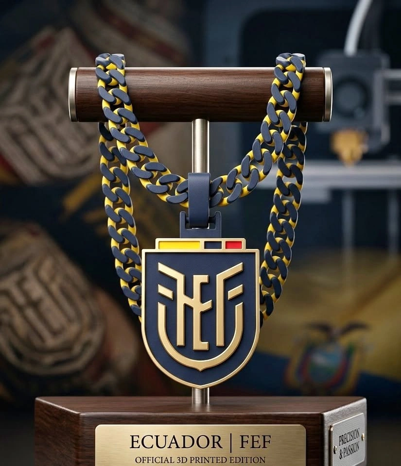 Ecuador FEF Necklace – 3D Printed Black & Gold Chain