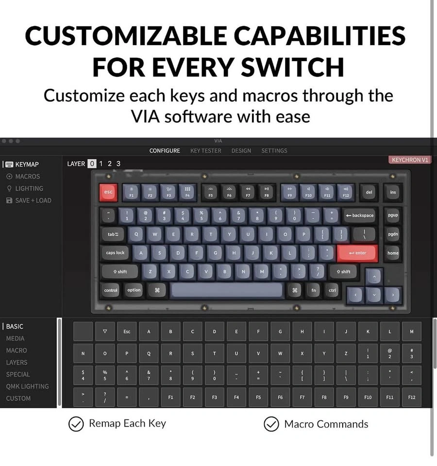 Keychron V1 Wired Custom Mechanical Keyboard – Frosted Black - photo 3
