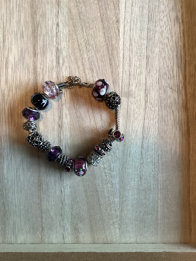 Silver Purple Bead Bracelet - photo 2