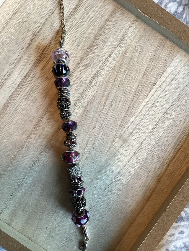 Silver Purple Bead Bracelet - photo 3
