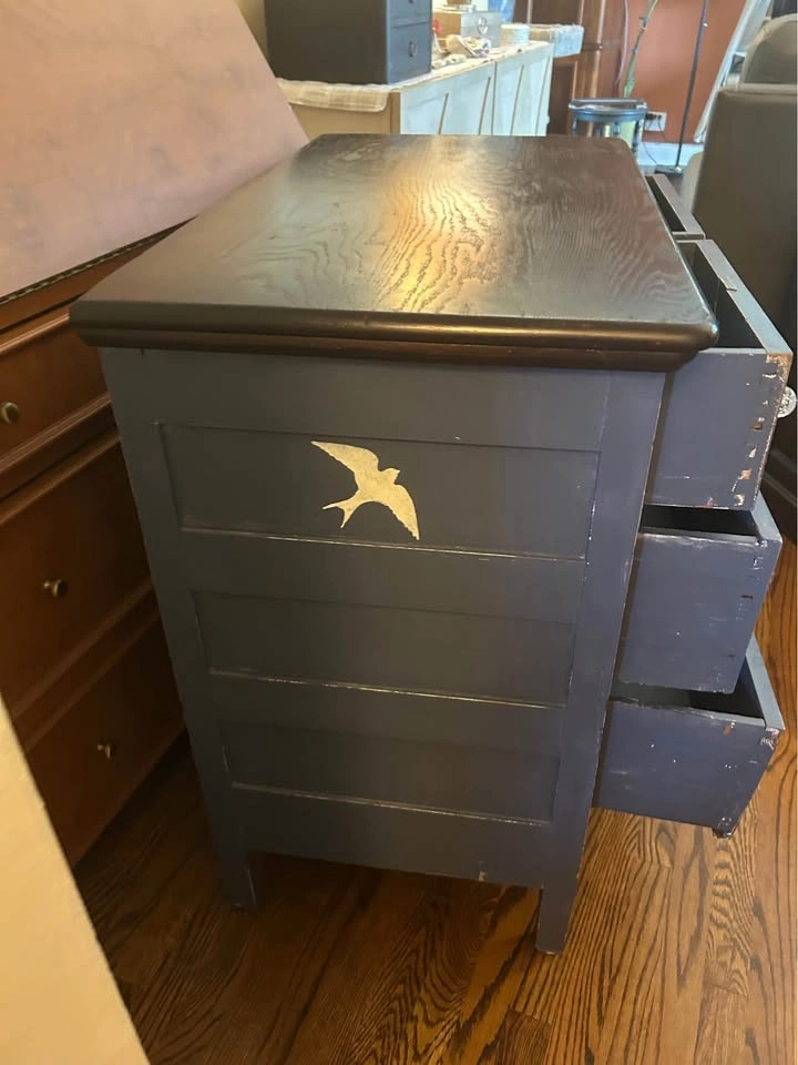 Painted and papered dresser with scenic picture - photo 4