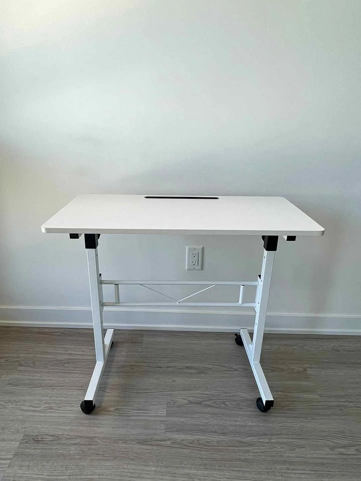 White Mobile Adjustable Standing Desk