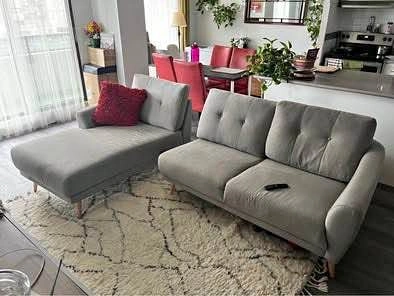 Structube Grey Fabric Sectional Sofa Set with Chaise