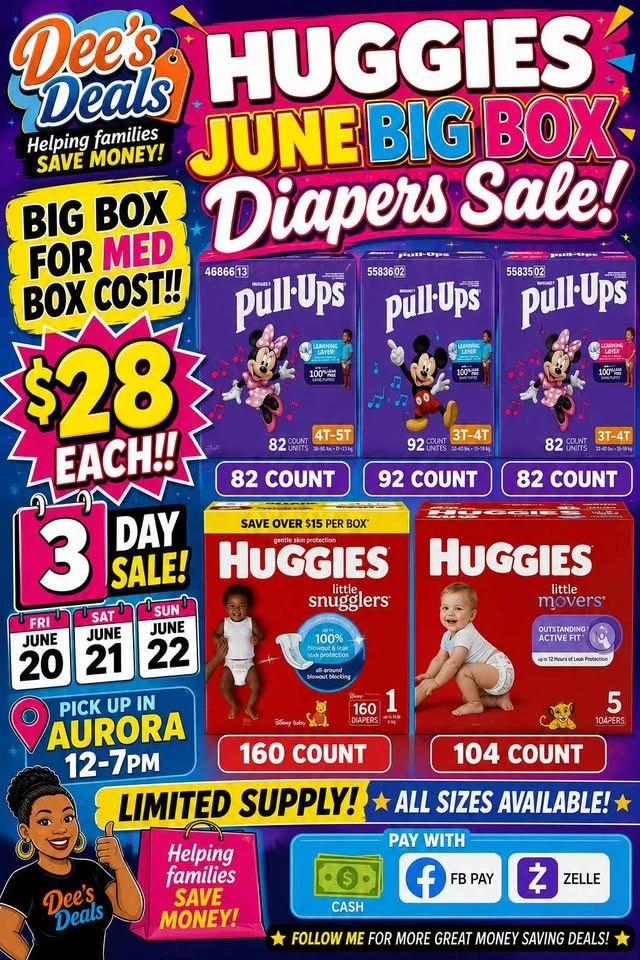 June big box sale. Big box Huggies for small box price!! $28 - photo 2