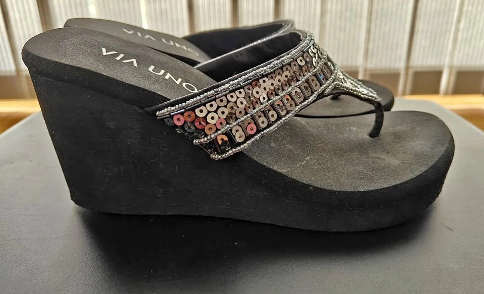Brazilian black sandals - Via Uno 5.5