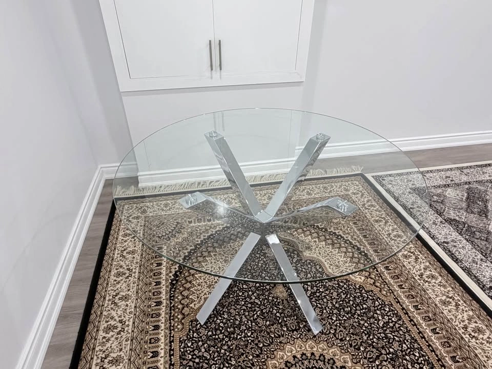 Modern Round Glass Dining Table – Like New - photo 3