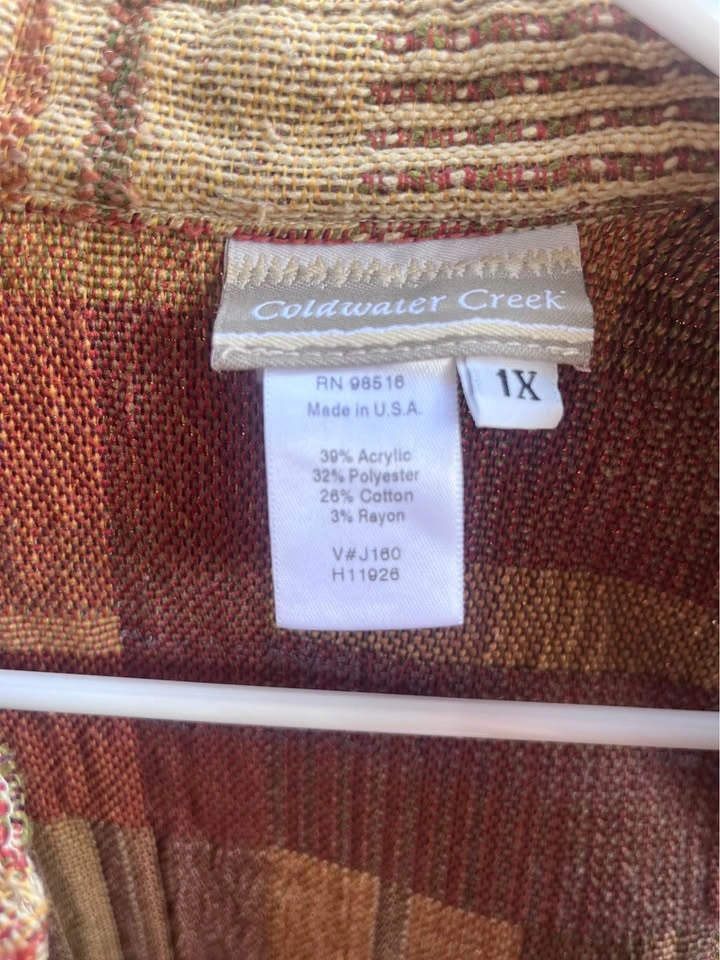 COLDWATER CREEK Women's 1x Button Front Tapestry Sleeveless Vest - photo 2