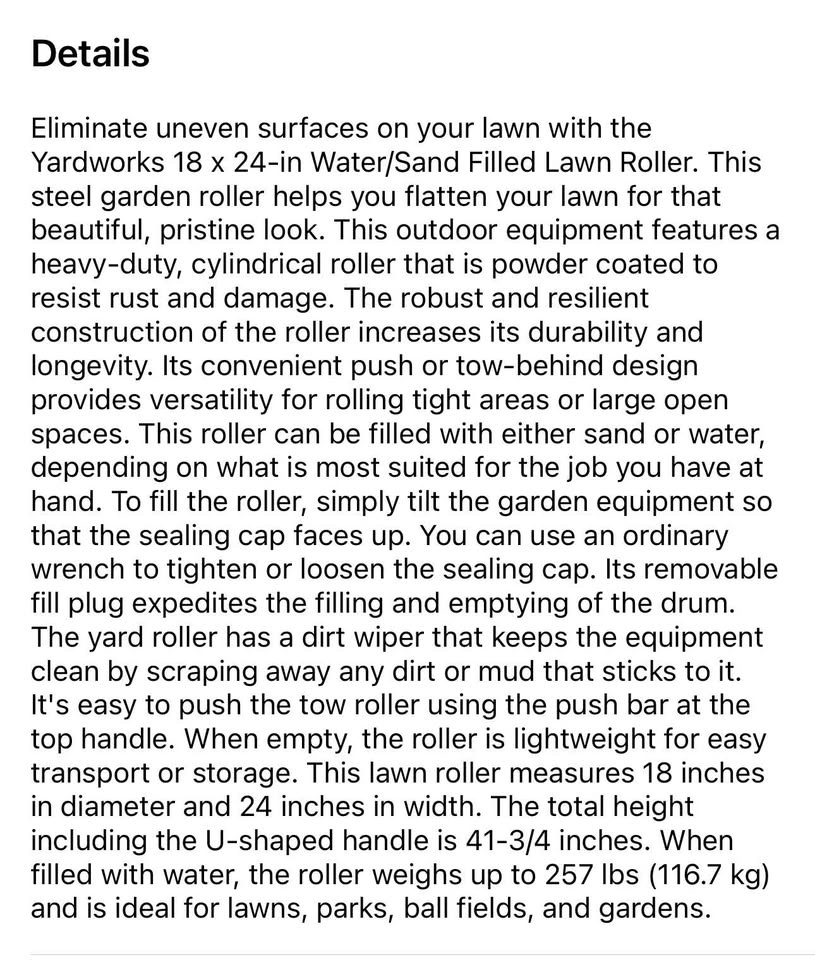 Yardworks Lawn Roller 18x 24 - photo 2