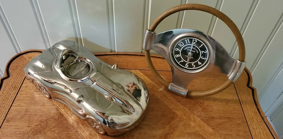 Silver Car & Steering Wheel Clock Decor - photo 5