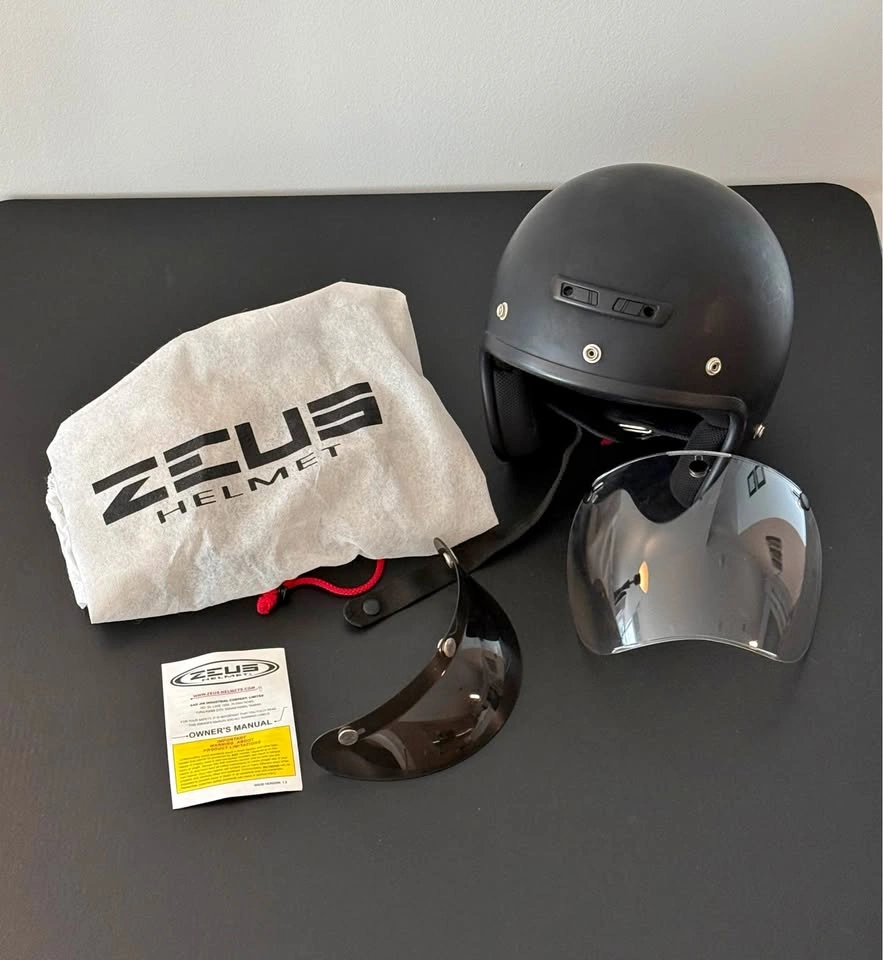 Zeus matte black open face helmet - L/XL