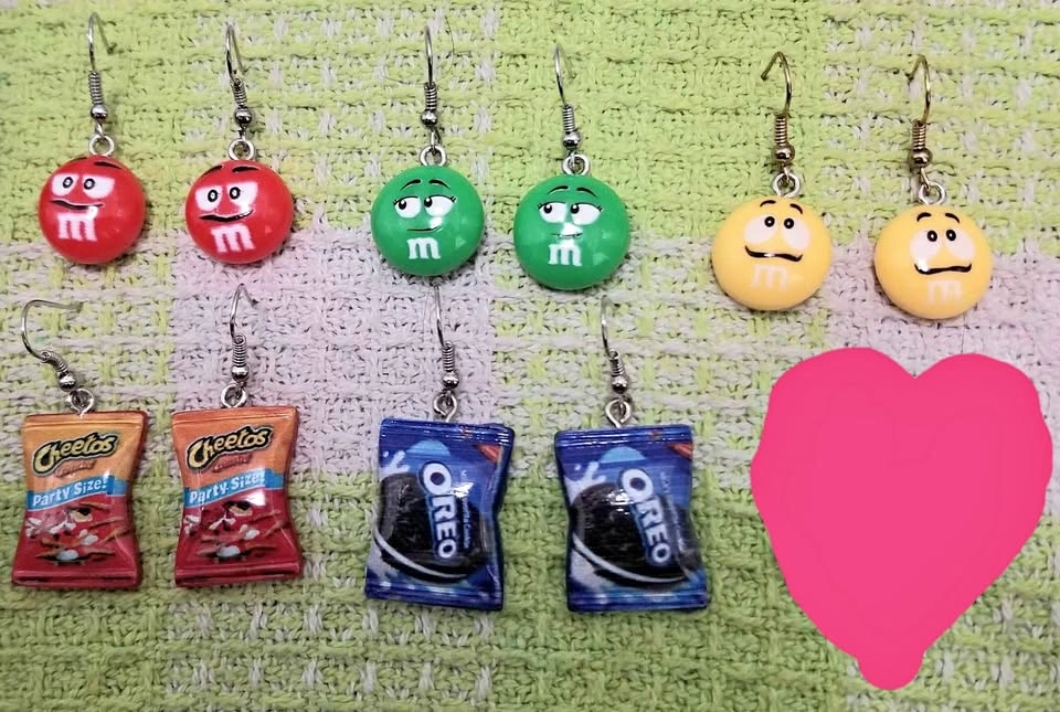 All for $8 Food Earrings M&M Oreo Cheetos