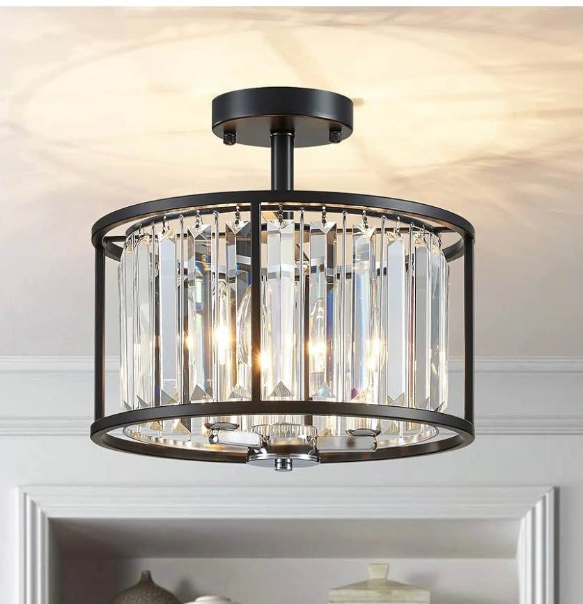 K9 Crystal Ceiling Light Fixture Semi Flush Mount Chandelier - photo 2