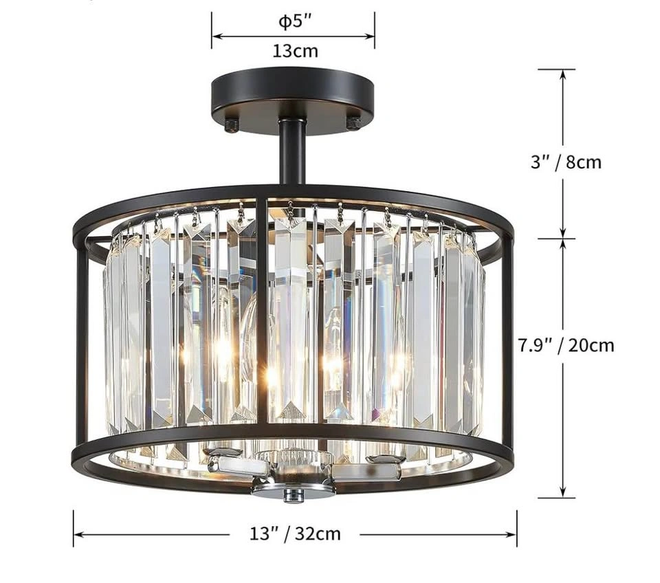 K9 Crystal Ceiling Light Fixture Semi Flush Mount Chandelier - photo 3