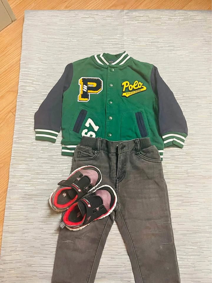 Polo Ralph Lauren Jacket, Toddler Jeans, and Skechers Shoes