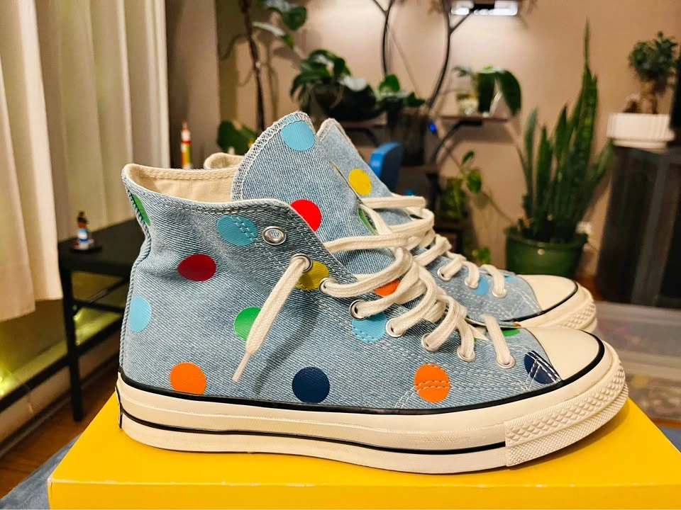 Converse Chuck 70 Denim Polka Dot High-Top Sneakers