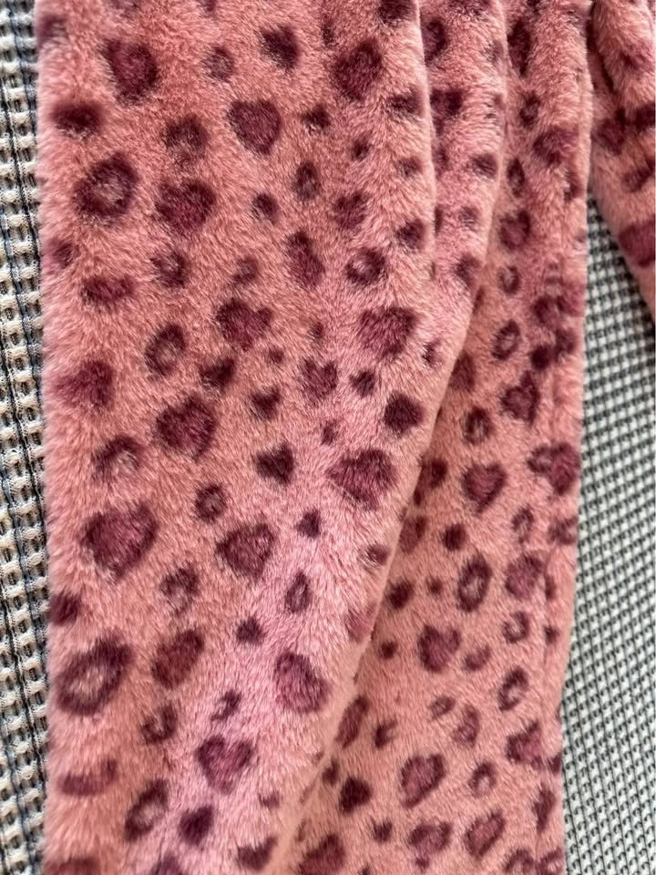 Set of 2 Fleece Pajama Pants - Bows and Leopard Print L size - photo 4