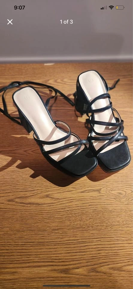 Black open toe lace up shoes - photo 2