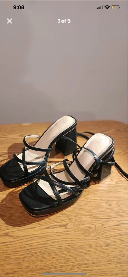 Black open toe lace up shoes - photo 3