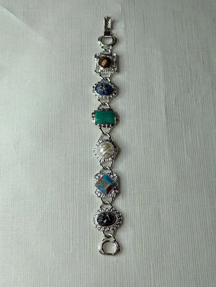 Vintage Sarah Coventry Multi-Stone Link Bracelet 8 inches - photo 2