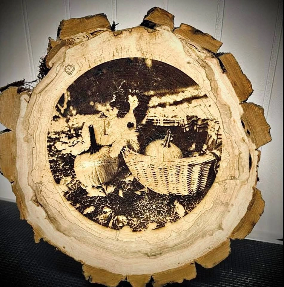 Custom Wood Burned Pet or Family Photo on Natural Wood Slice