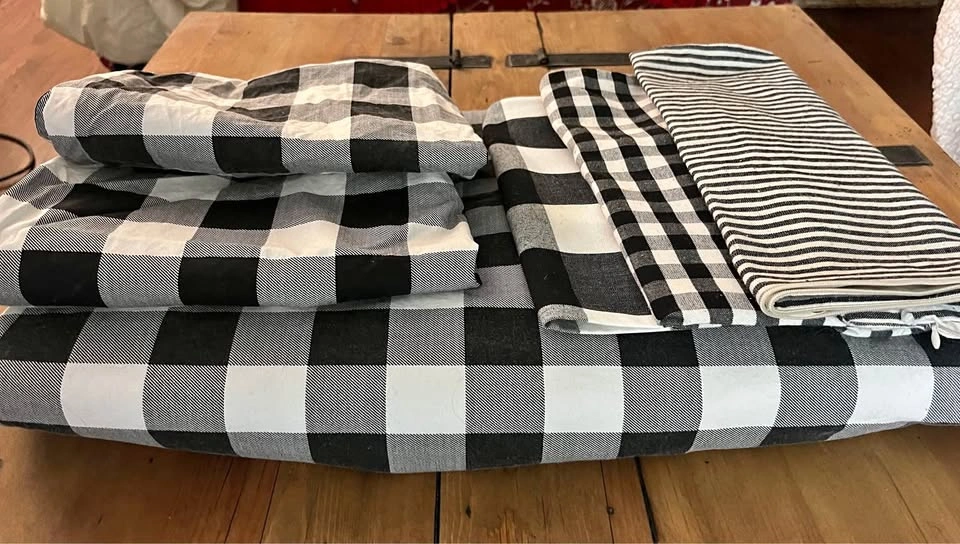 Black and White Buffalo Plaid Queen Duvet Set