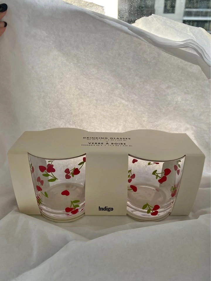 Indigo Cherry Glasses (Set of 2) Brand New in Packaging