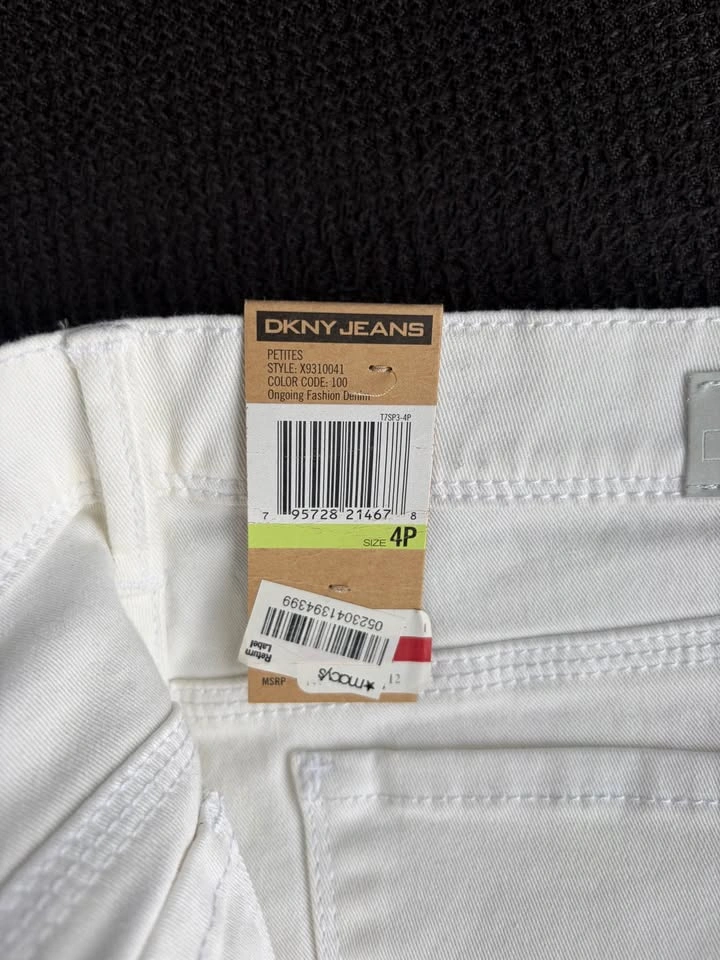 Brand New With Tags DKNY White Denim Size 4 Petite - photo 3