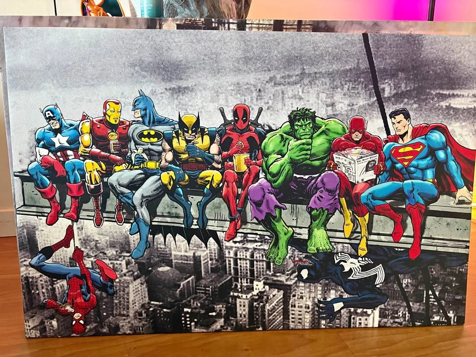 Marvel and DC Superheroes Lunch Atop a Skyscraper Canvas Art