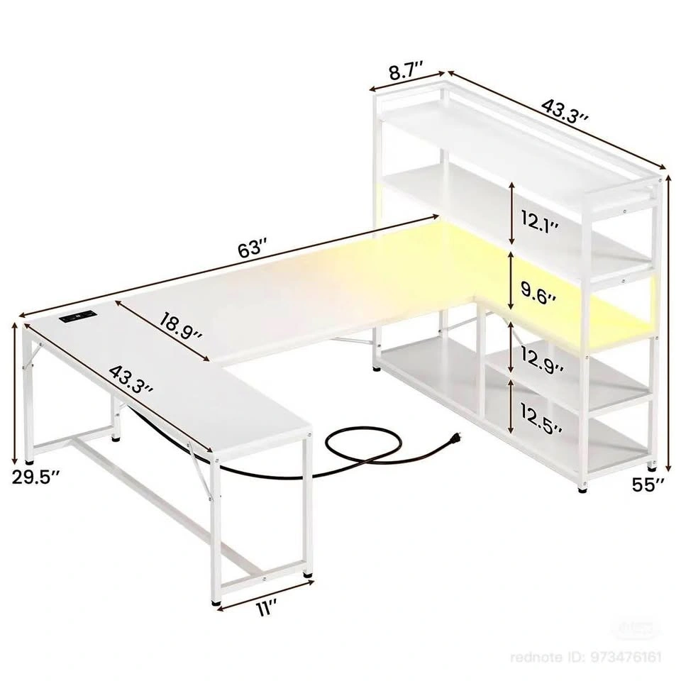 Computer Desk with Bookshelf & outlet