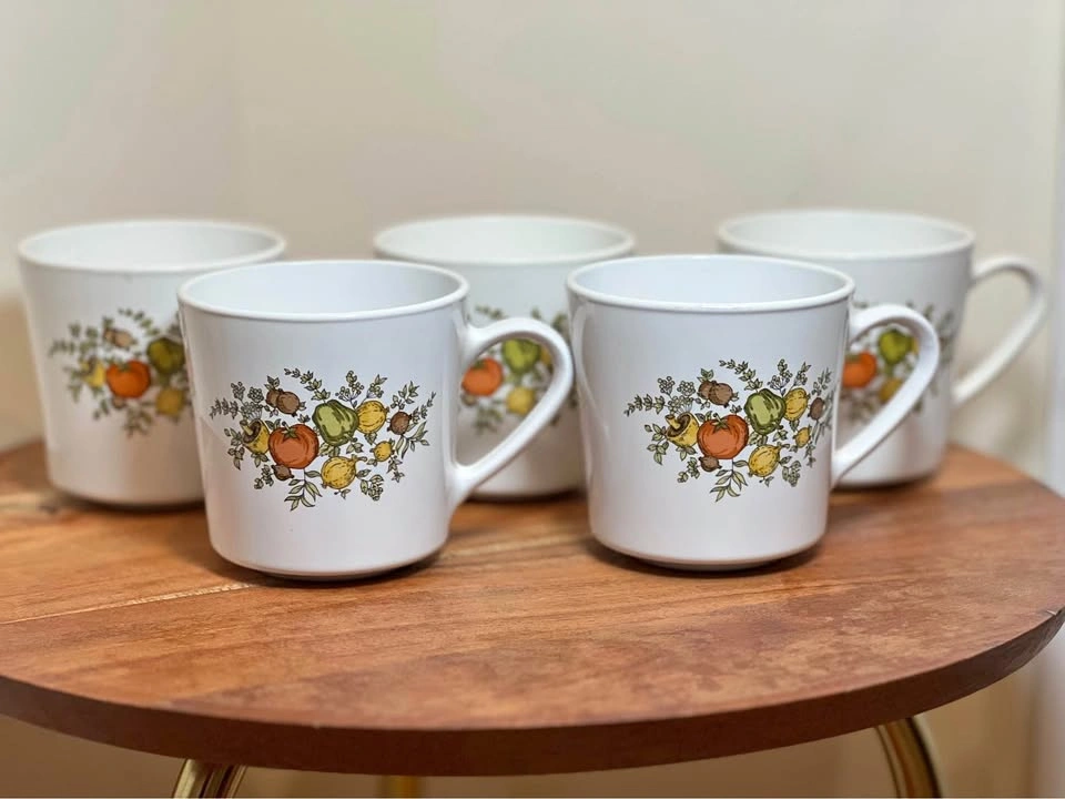 Vintage Centura by Corning "Spice O' Life" Coffee Mugs Set of 5